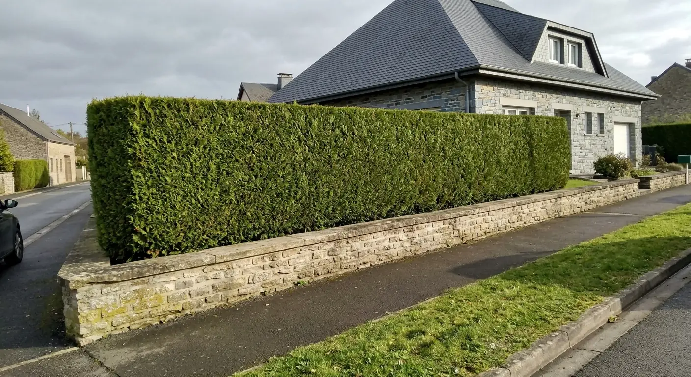 Après : haie taillée droite, trottoir dégagé